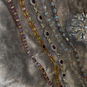 Vintage Gold natural gemstone and 925 bracelet lot